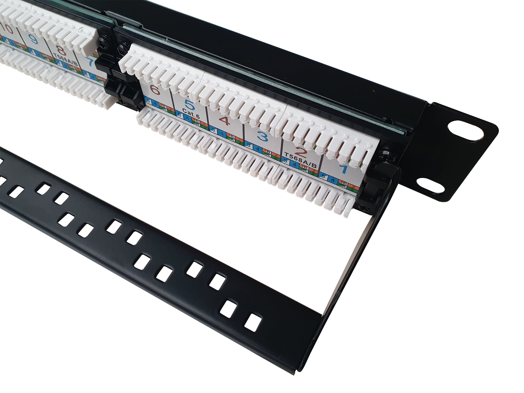 Pannello Patch UTP 24 Posti RJ45 Cat6 con barra gestione cavi - Techly Professional I-PP 24-RU-C6T-BAR