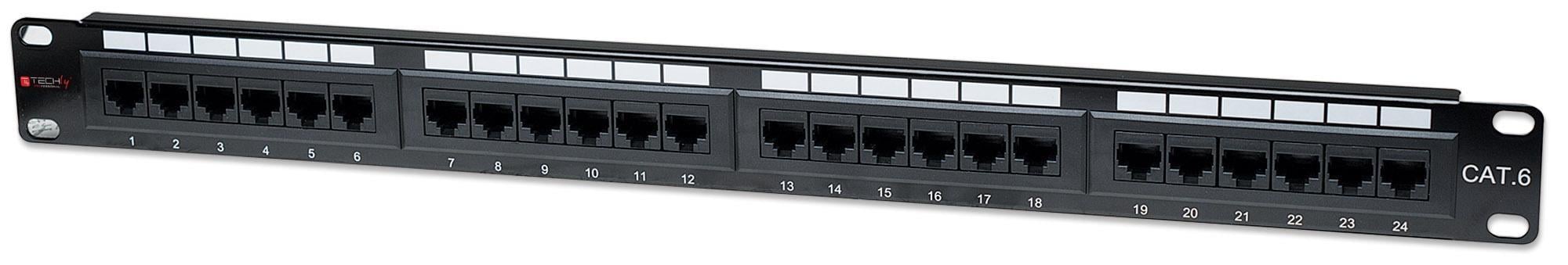 Pannello Patch UTP 24 Posti RJ45 Cat6 Techly - Techly Professional I-PP 24-RU-C6T
