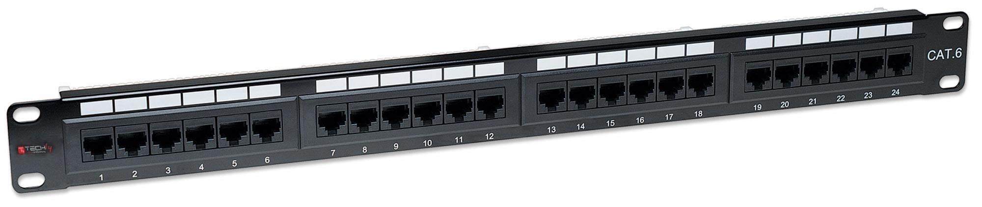 Pannello Patch UTP 24 Posti RJ45 Cat6 Techly - Techly Professional I-PP 24-RU-C6T