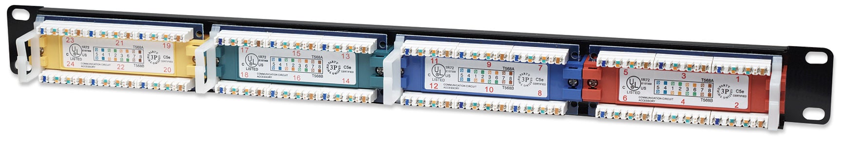 Pannello Patch UTP 24 porte Cat5E Codifica Colorata - Intellinet I-PP 24-RU-COL