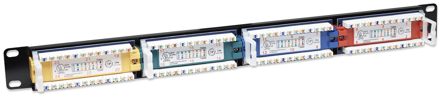 Pannello Patch UTP 24 porte Cat5E Codifica Colorata - Intellinet I-PP 24-RU-COL