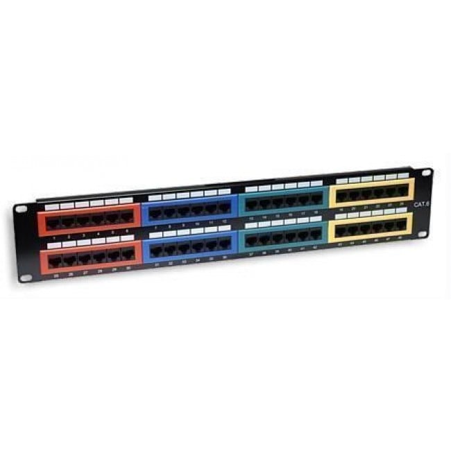 Pannello Patch UTP 48 Porte Cat6 Codifica Colorata - Intellinet I-PP 48-C6-CL