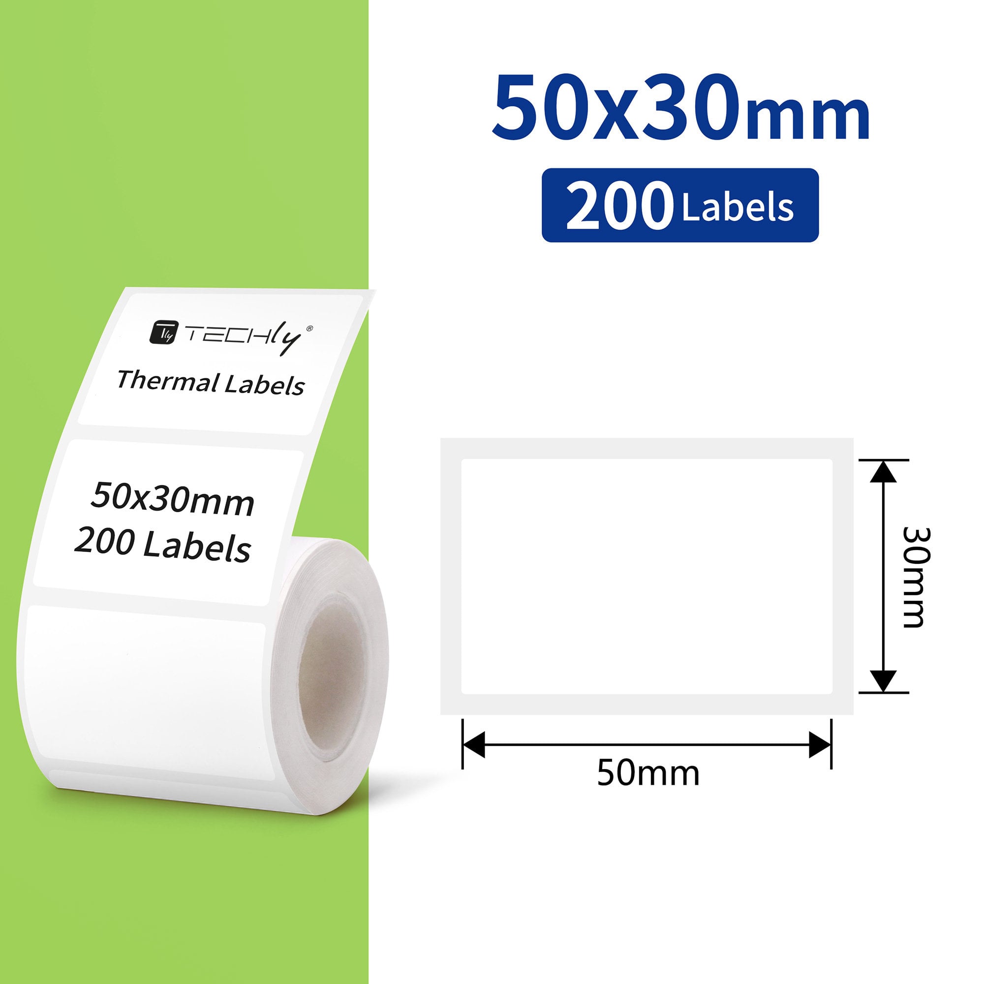 200 Etichette di Ricambio in Carta Termica Formato 50x30 mm - Techly I-PRINT-LABEL5X3