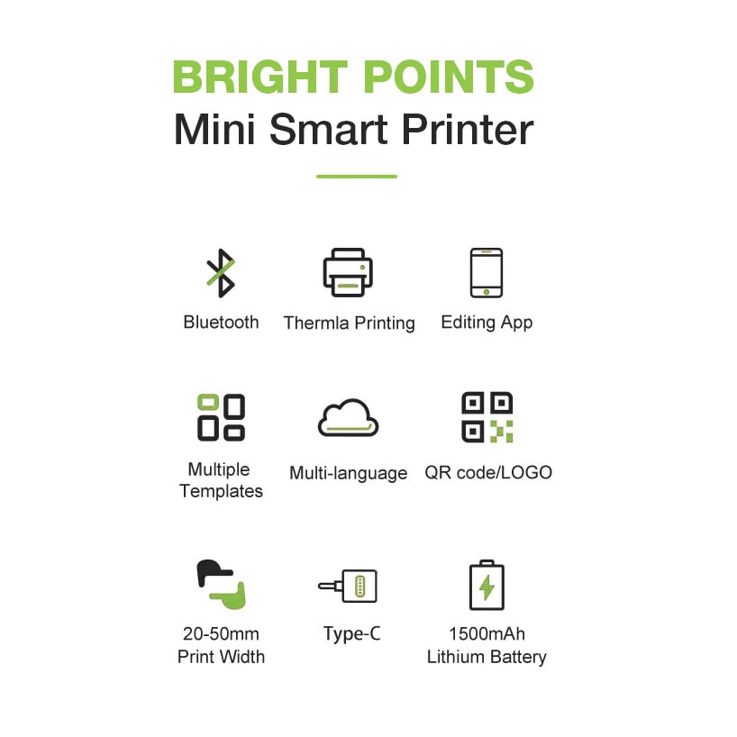 Mini Etichettatrice Stampante Termica Bluetooth Portatile Ricarica USB-C™ - Techly I-PRINT001