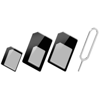 SIM Card Adapter 4 into 1 nano-SIM, Micro-SIM and SIM Black - Techly I-SIM-3