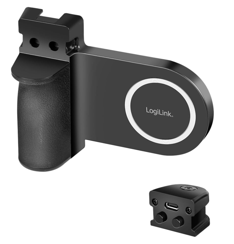 Impugnatura Magnetica per Smartphone con Telecomando Wireless e Luce a 3 Livelli di Luminosità - Logilink I-SMART-GRIP-MAG