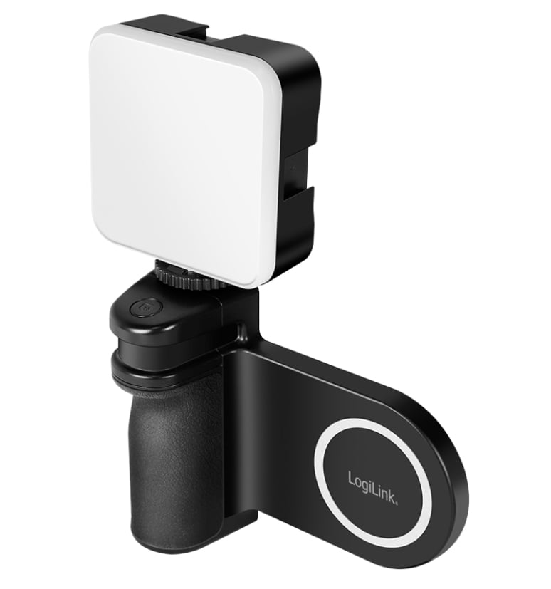 Impugnatura Magnetica per Smartphone con Telecomando Wireless e Luce a 3 Livelli di Luminosità - Logilink I-SMART-GRIP-MAG