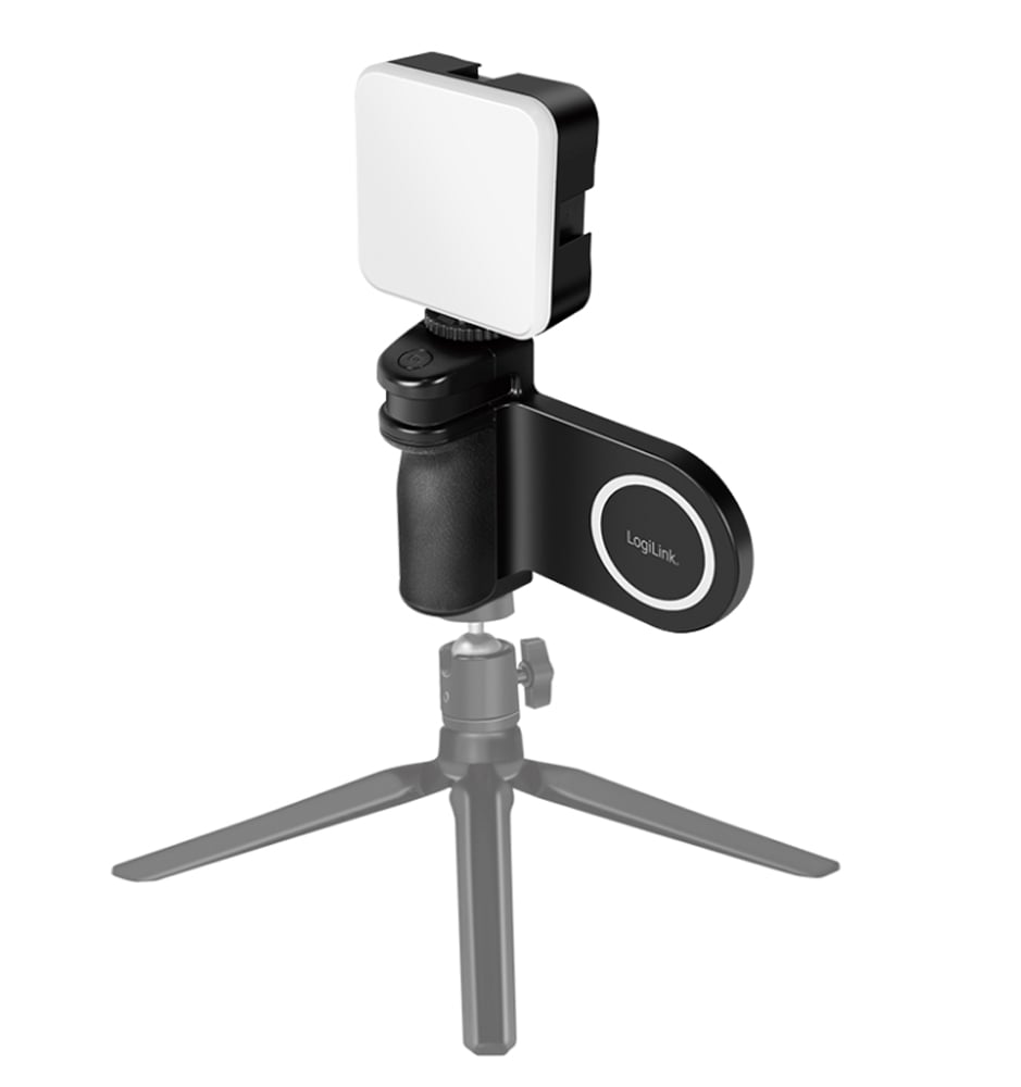 Impugnatura Magnetica per Smartphone con Telecomando Wireless e Luce a 3 Livelli di Luminosità - Logilink I-SMART-GRIP-MAG