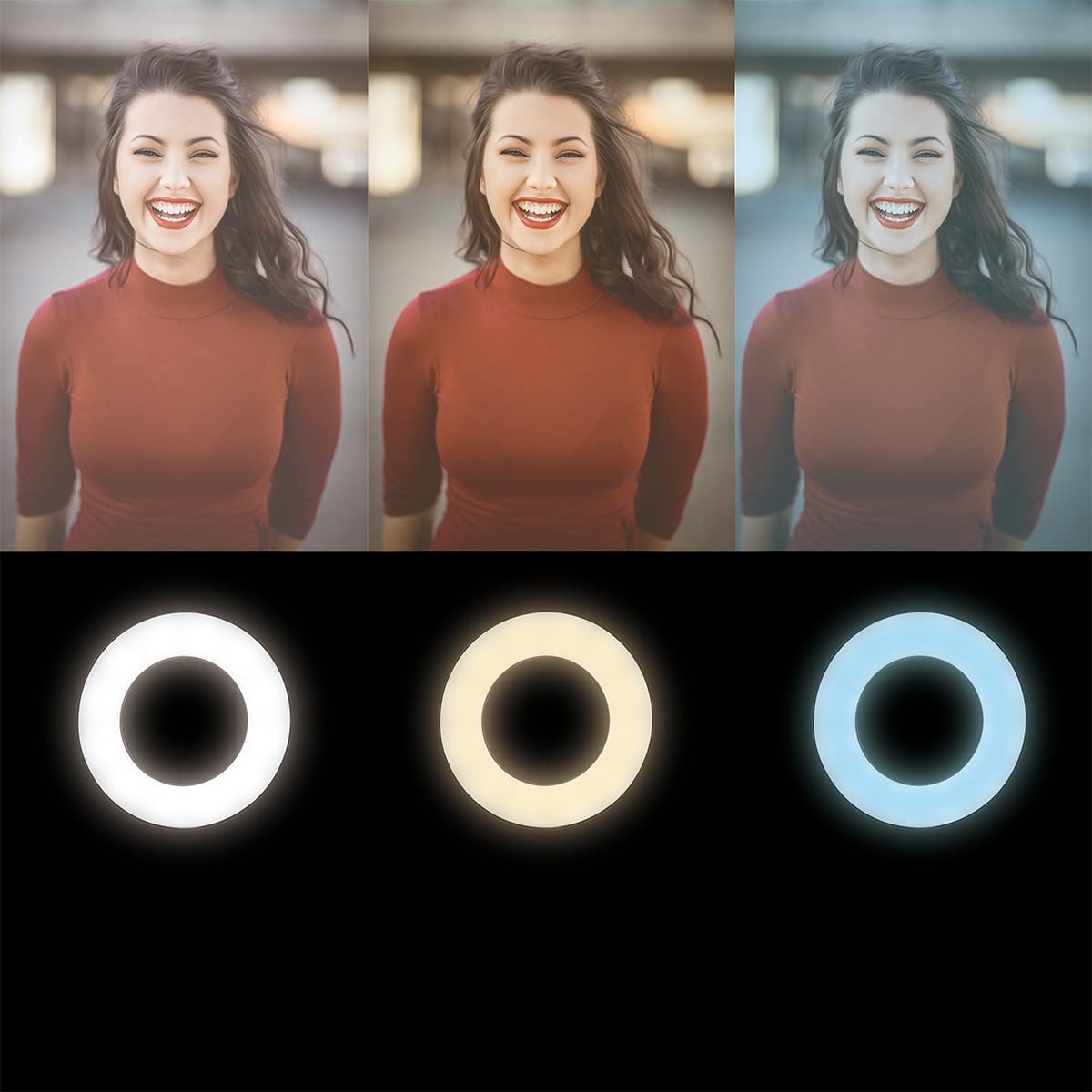 Luce LED Anello 20cm per 1/4'' Regolazione Luminosità Stand Smartphone - Logilink I-SMART-RING20