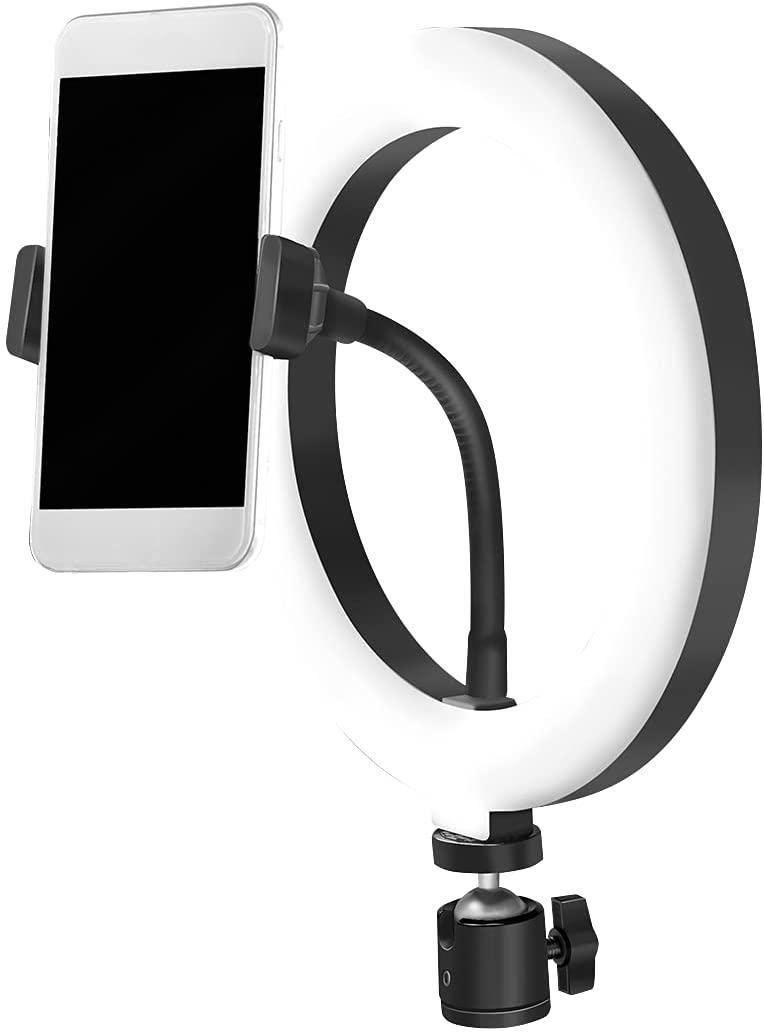 Luce LED Anello 20cm per 1/4'' Regolazione Luminosità Stand Smartphone - Logilink I-SMART-RING20