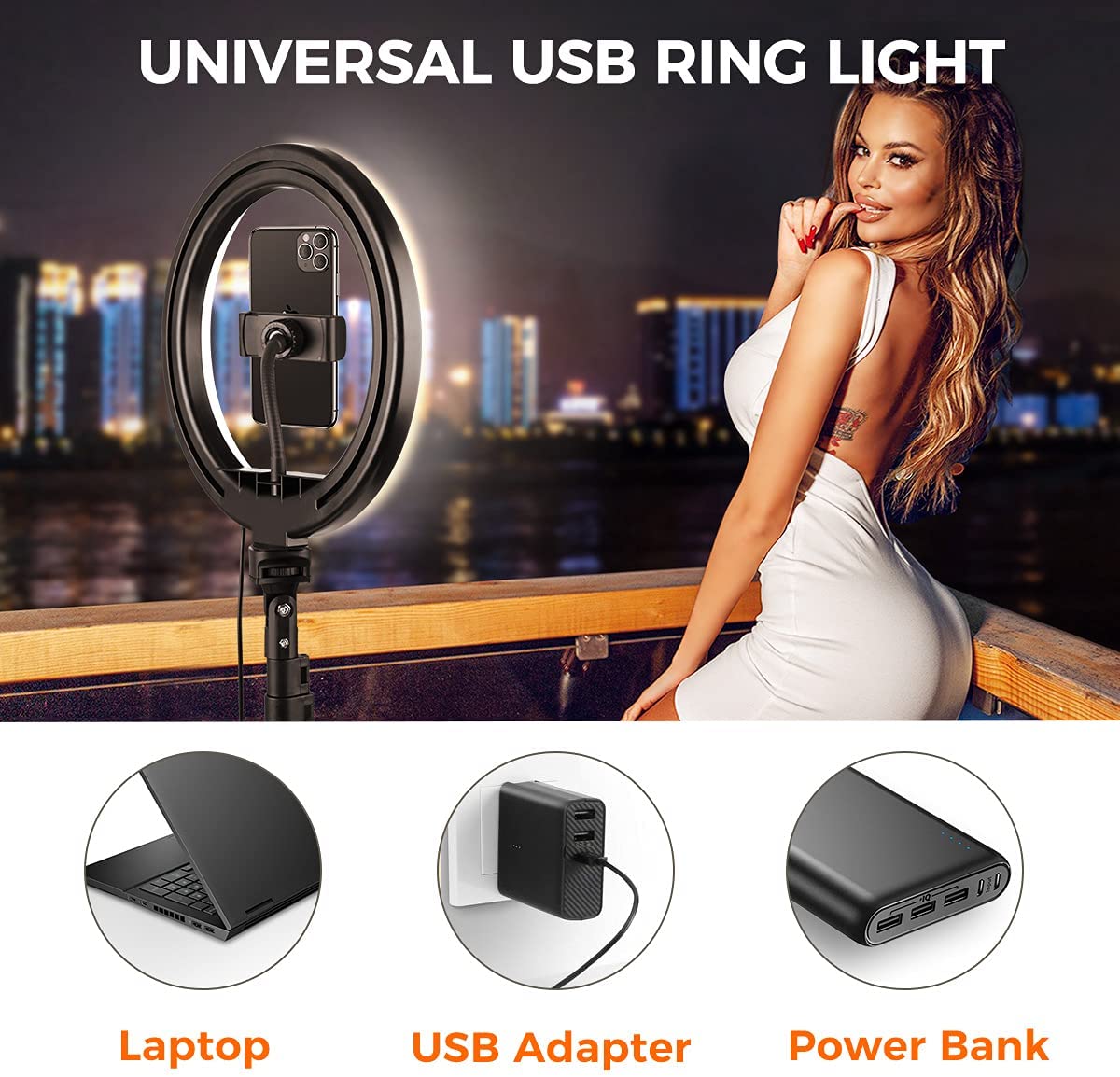 Luce LED Anello 25cm Regolazione Luminosità Stand Smartphone - Logilink I-SMART-RING25