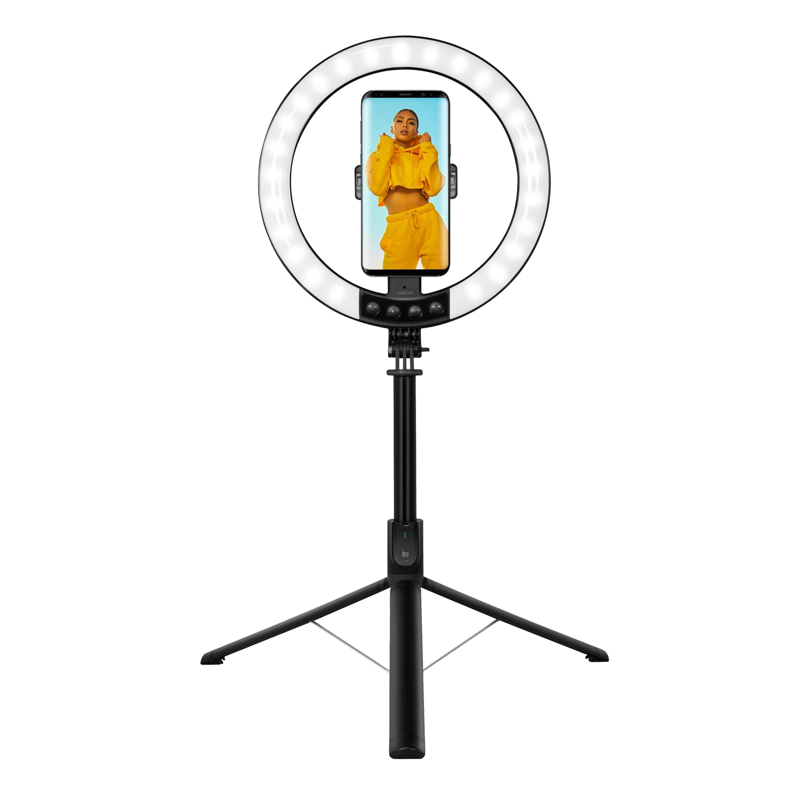 Luce LED 26RGB Anello ø25cm con Treppiede Estensibile Selfie Stick - Logilink I-SMART-RING25T