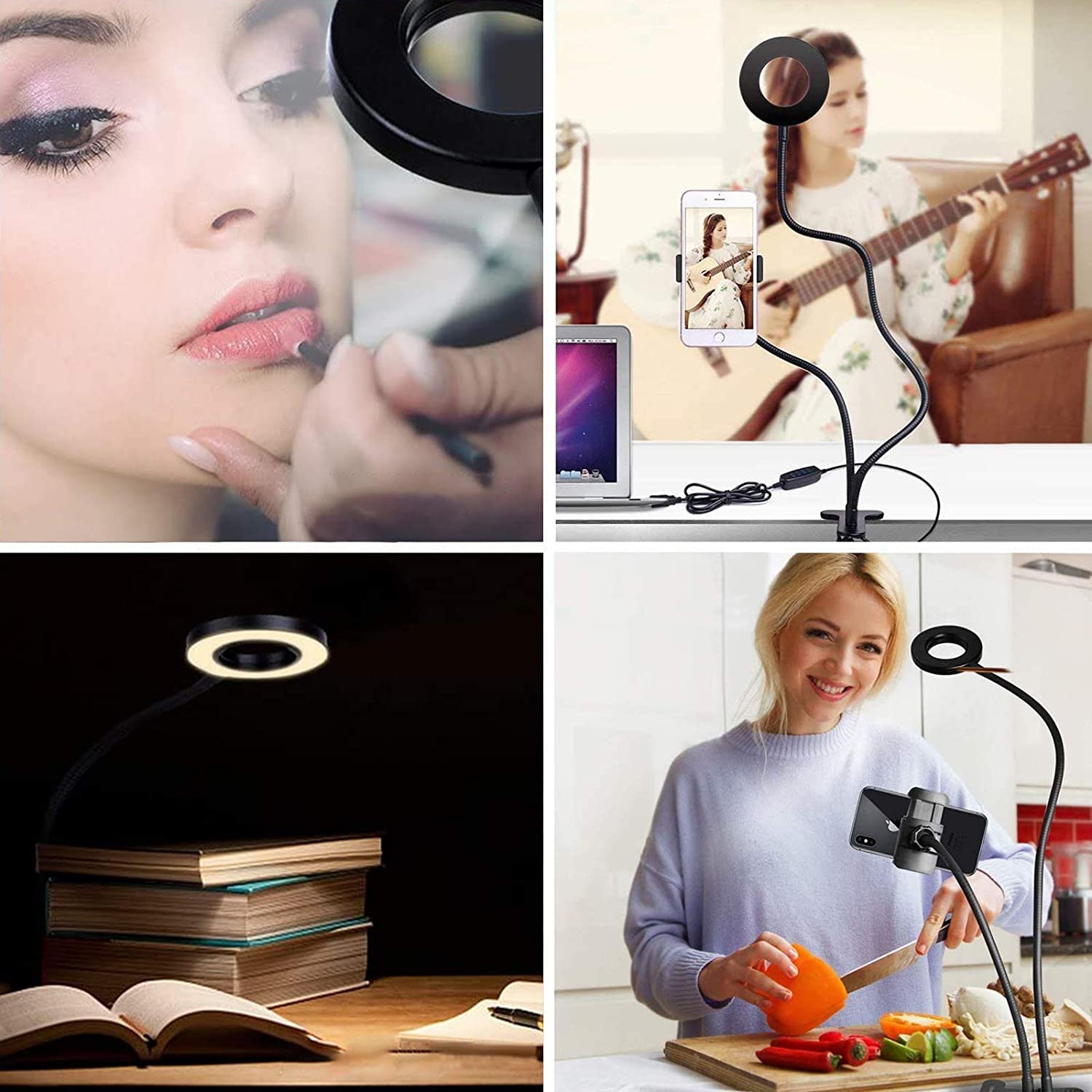 Luce LED Anello Portatile Regolazione Luminosità e Stand Smartphone - Logilink I-SMART-RING8