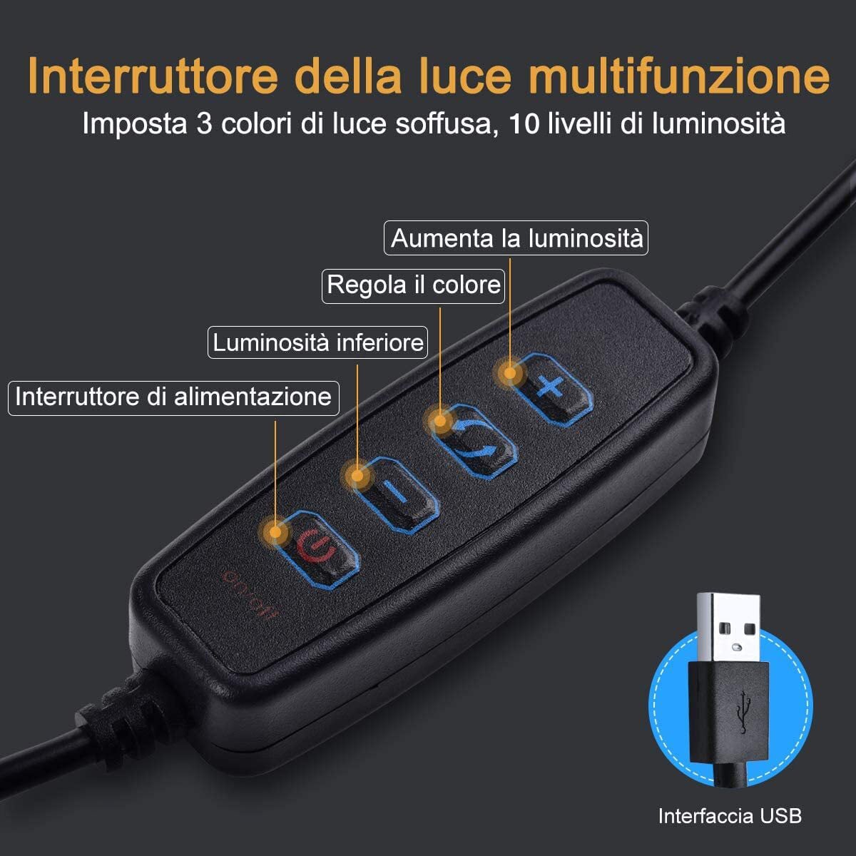 Luce LED Anello Portatile Regolazione Luminosità e Stand Smartphone - Logilink I-SMART-RING8
