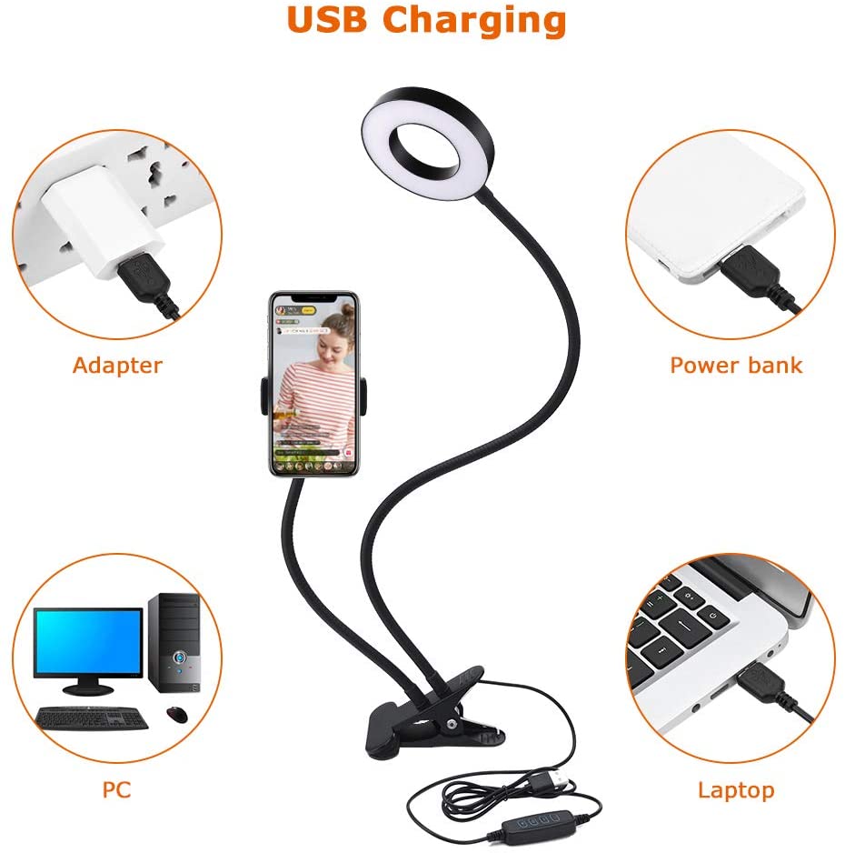 Luce LED Anello Portatile Regolazione Luminosità e Stand Smartphone - Logilink I-SMART-RING8