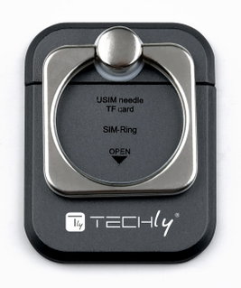 Black Smartphone Ring and Holder - Techly I-SMART-RINGB