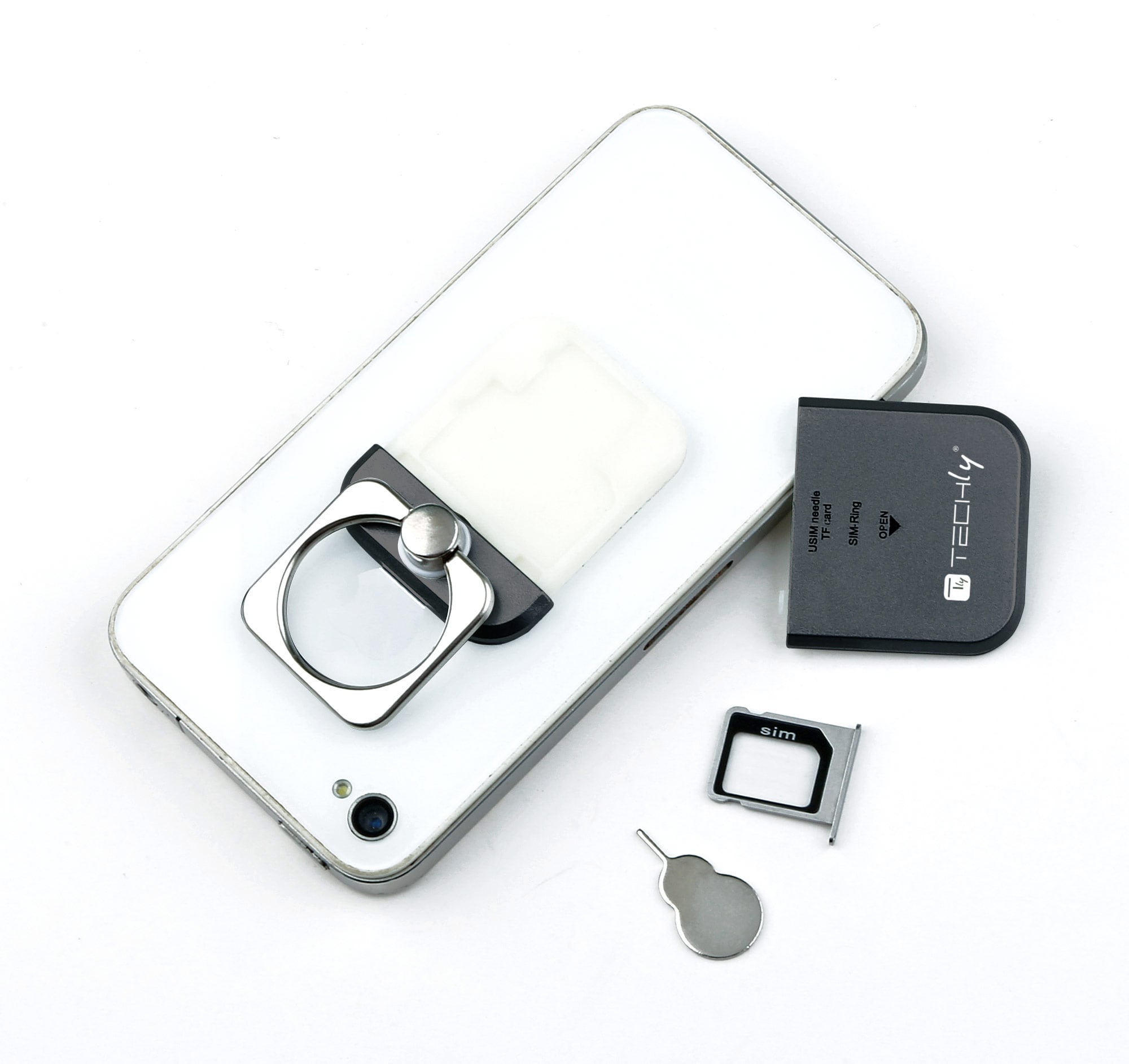 Anello e Supporto per Smartphone Nero - Techly I-SMART-RINGB