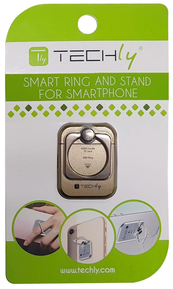 Golden Smartphone Ring and Support - Techly I-SMART-RINGG