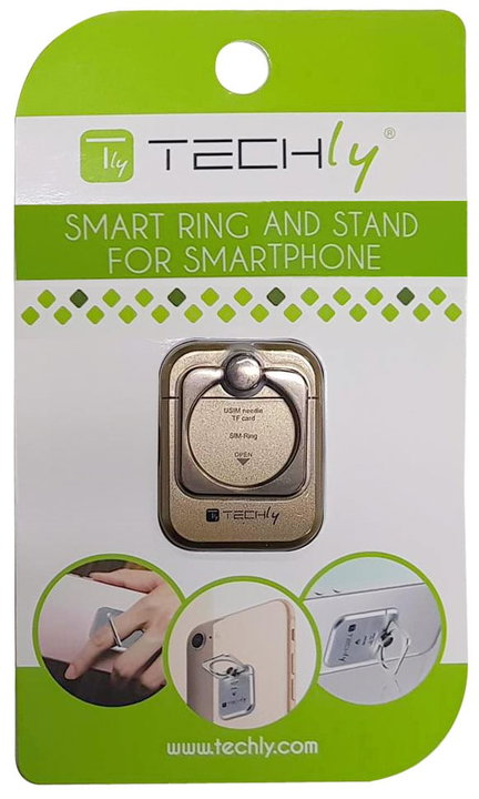 Anello e Supporto per Smartphone Oro - Techly I-SMART-RINGG