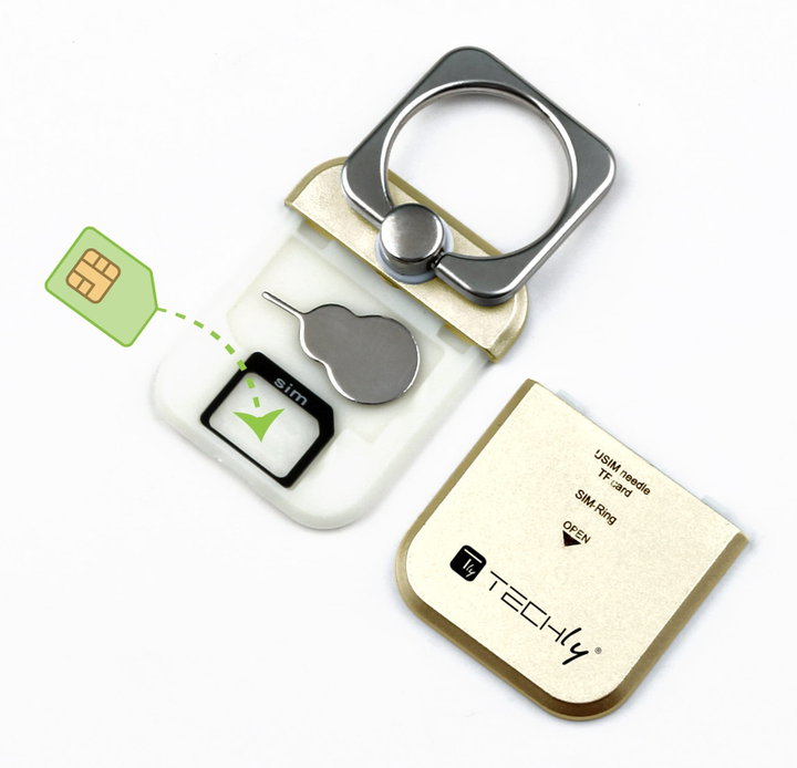 Anello e Supporto per Smartphone Oro - Techly I-SMART-RINGG