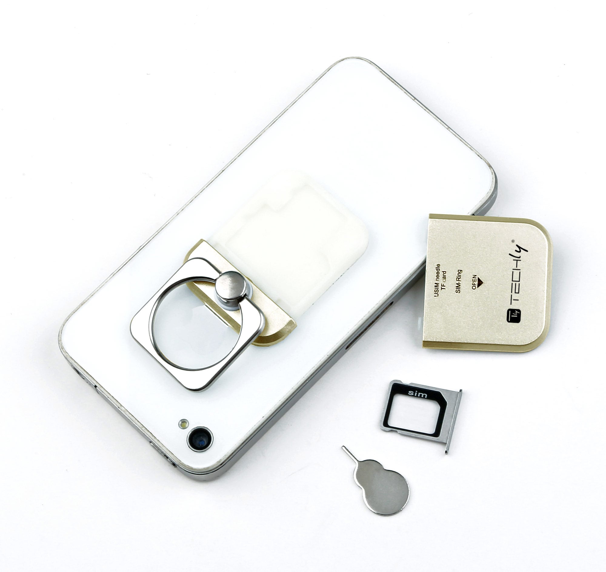 Golden Smartphone Ring and Support - Techly I-SMART-RINGG