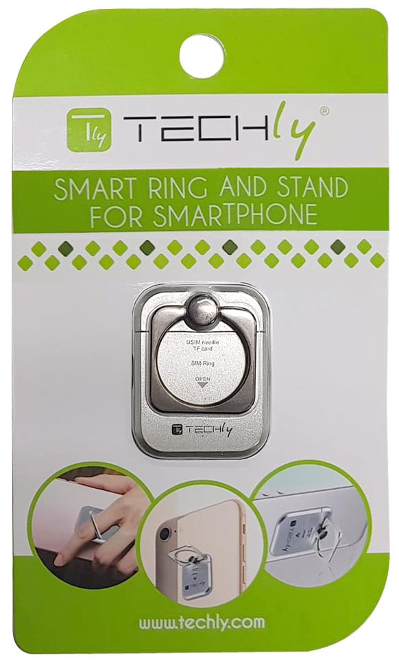 Anello e Supporto per Smartphone Silver - Techly I-SMART-RINGS