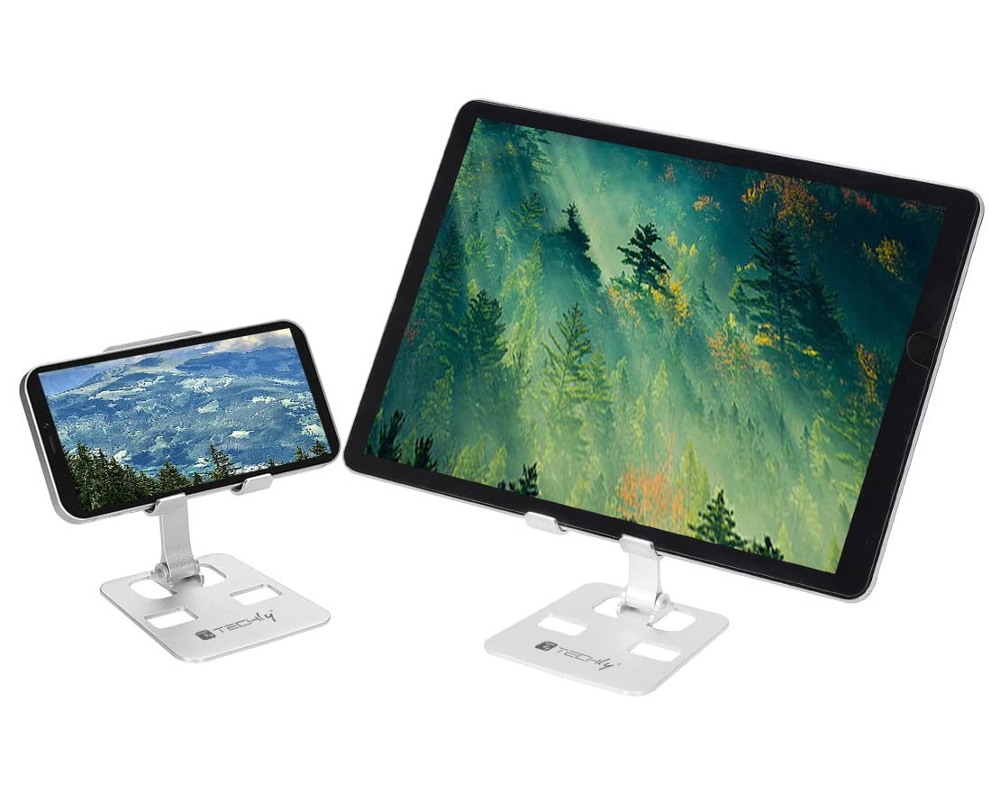Supporto Universale Porta Smartphone e Tablet Regolabile e Pieghevole - Techly I-SMART-STAND11