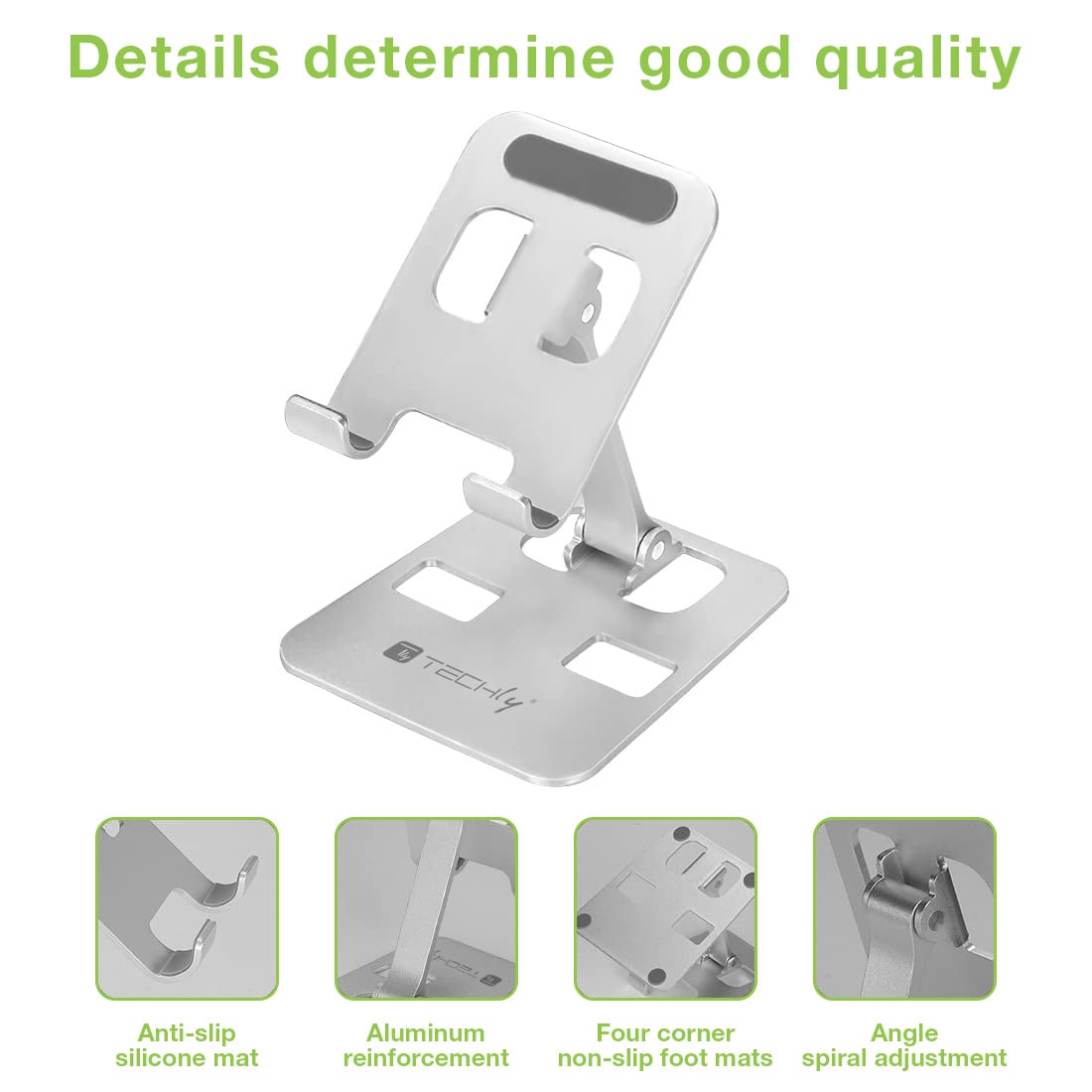 Supporto Universale Porta Smartphone e Tablet Regolabile e Pieghevole - Techly I-SMART-STAND11
