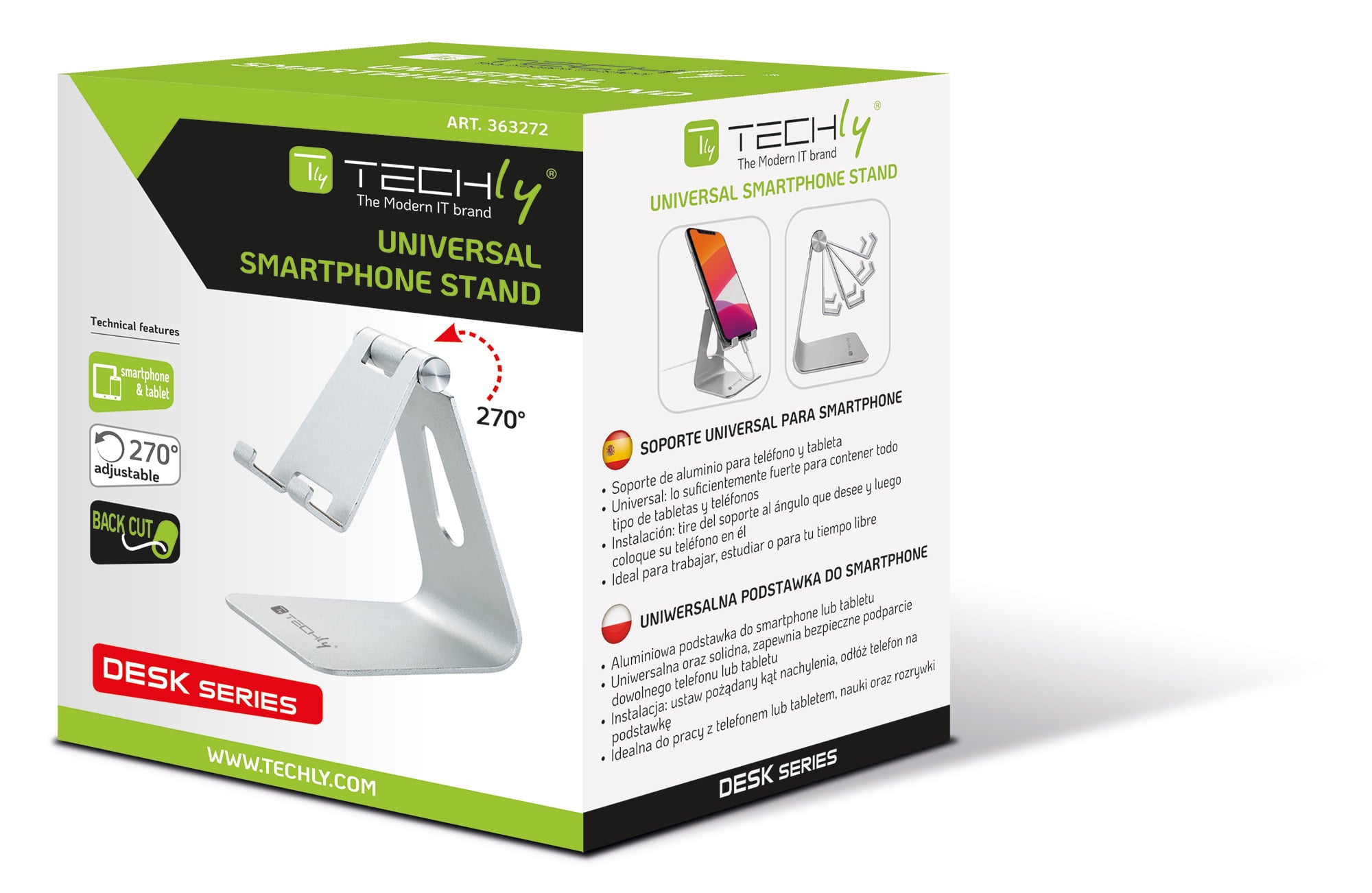 Mobile phone holder and universal tablet holder adjustable from desk - Techly I-SMART-STAND 4