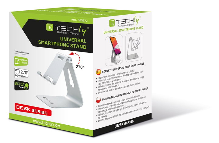 Supporto Porta Smartphone e Tablet Universale Regolabile da Scrivania - Techly I-SMART-STAND4