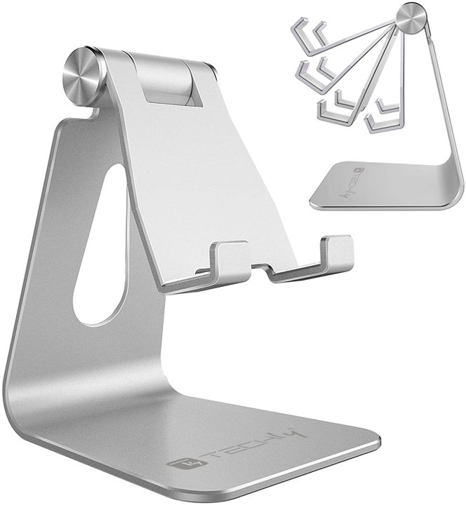 Supporto Porta Smartphone e Tablet Universale Regolabile da Scrivania - Techly I-SMART-STAND4