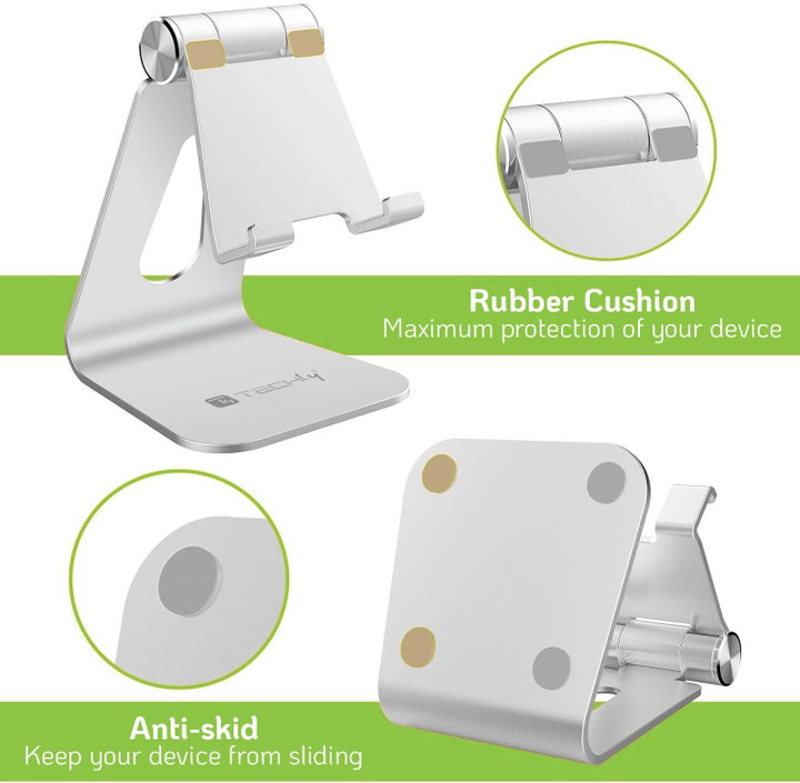 Supporto Porta Smartphone e Tablet Universale Regolabile da Scrivania - Techly I-SMART-STAND4