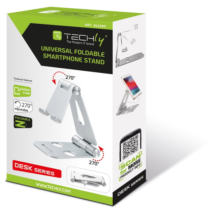Supporto Pieghevole Porta Smartphone e Tablet da Scrivania - Techly I-SMART-STAND6