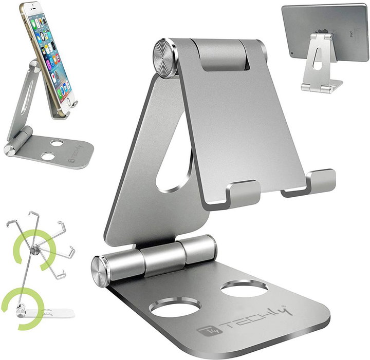 Supporto Pieghevole Porta Smartphone e Tablet da Scrivania - Techly I-SMART-STAND6