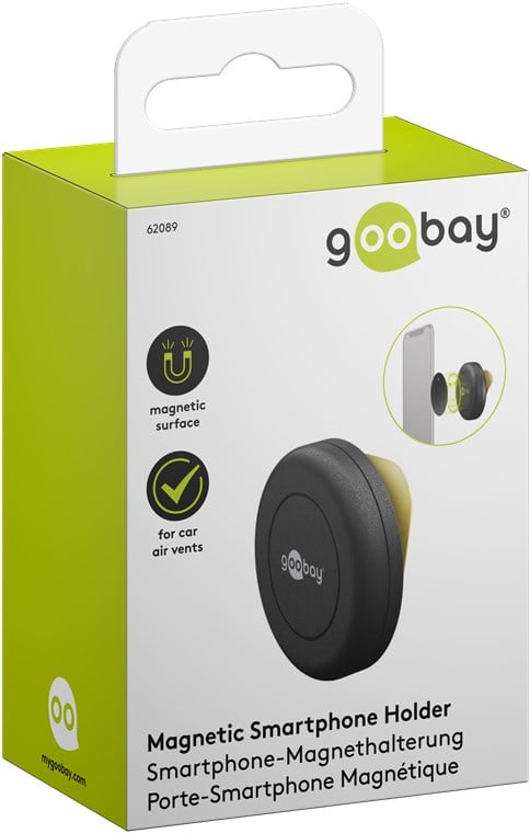 Supporto Magnetico Autoadesivo per Smartphone e Tablet Nero - Goobay I-SMART-UNI5