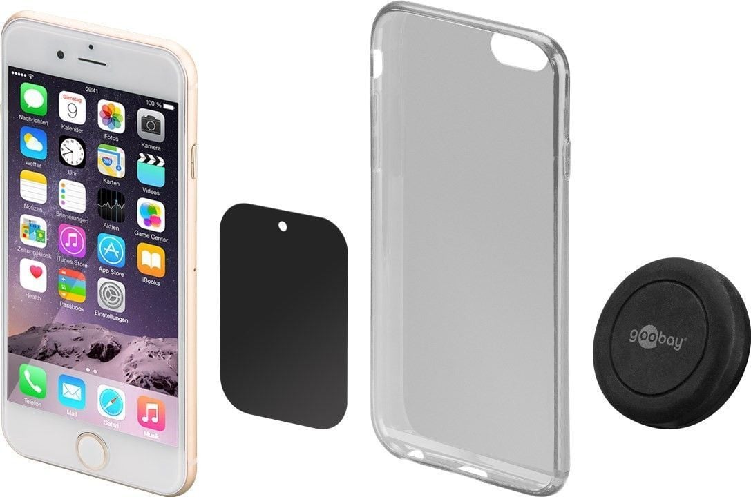 Supporto Magnetico Autoadesivo per Smartphone e Tablet Nero - Goobay I-SMART-UNI5