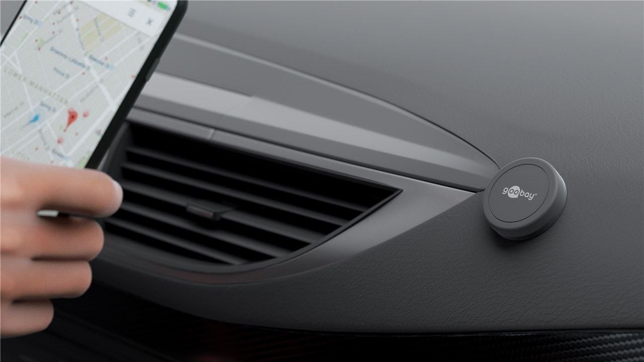 Supporto Magnetico Autoadesivo per Smartphone e Tablet Nero - Goobay I-SMART-UNI5