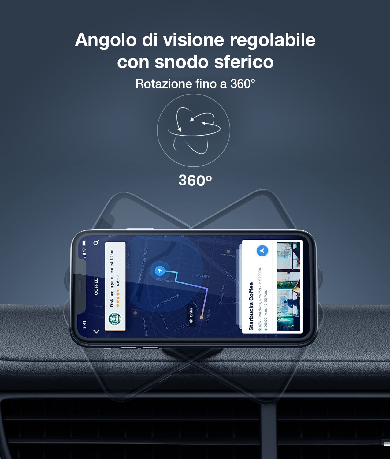 Supporto Smartphone Magnetico con Doppio Snodo Metallico 360° - Techly I-SMART-UNI7