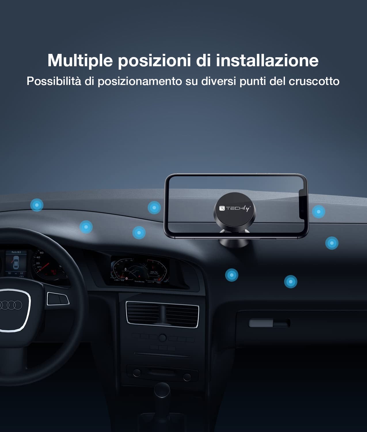 Supporto Smartphone Magnetico con Doppio Snodo Metallico 360° - Techly I-SMART-UNI7
