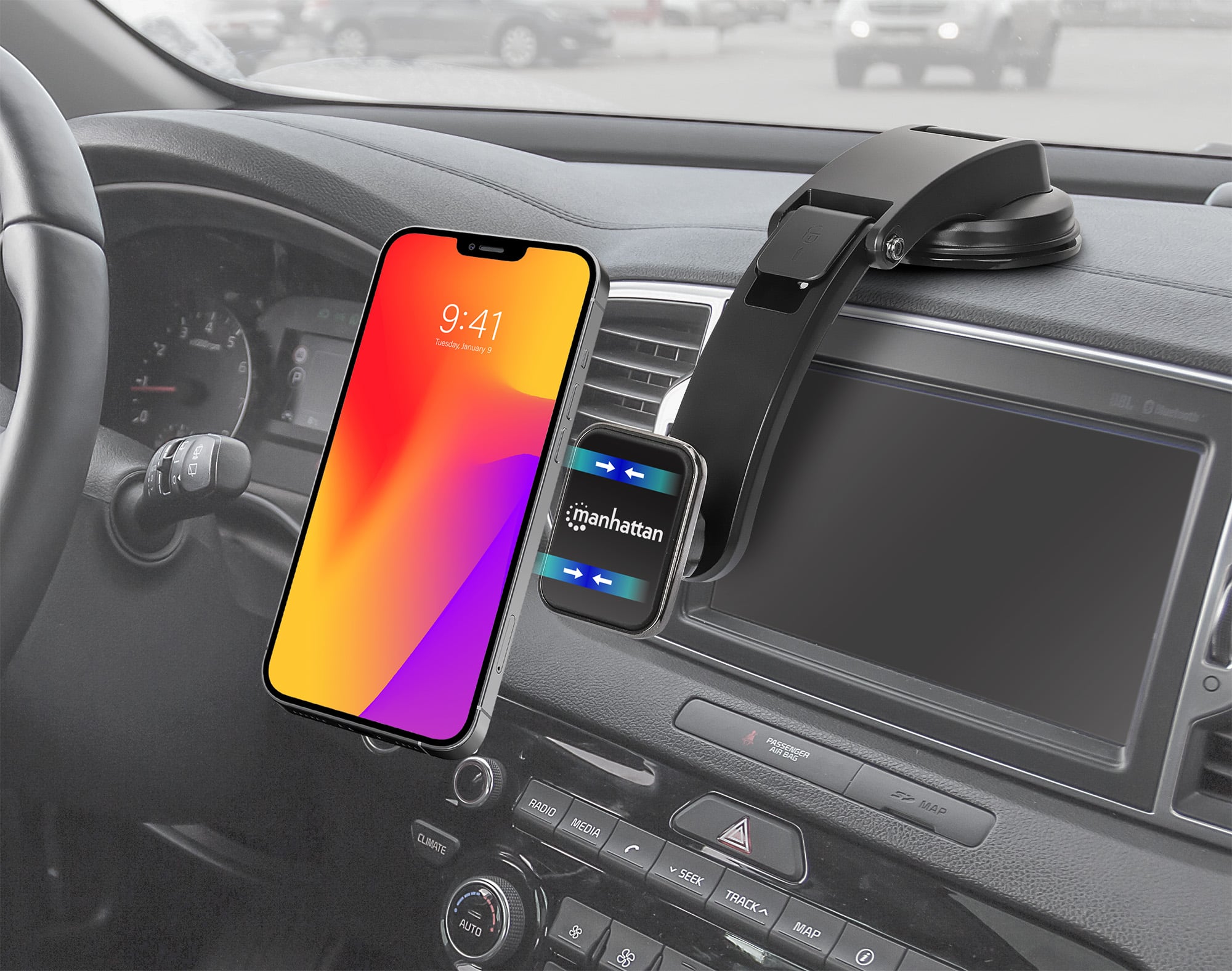 Stand Smartphone da Cruscotto dell'auto con Supporto Magnetico - Manhattan I-SMART-UNI8
