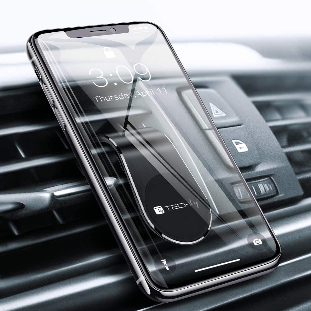 Supporto Magnetico da Auto per Smartphone con Due Placche Metalliche Universali - Techly I-SMART-UNIALTY