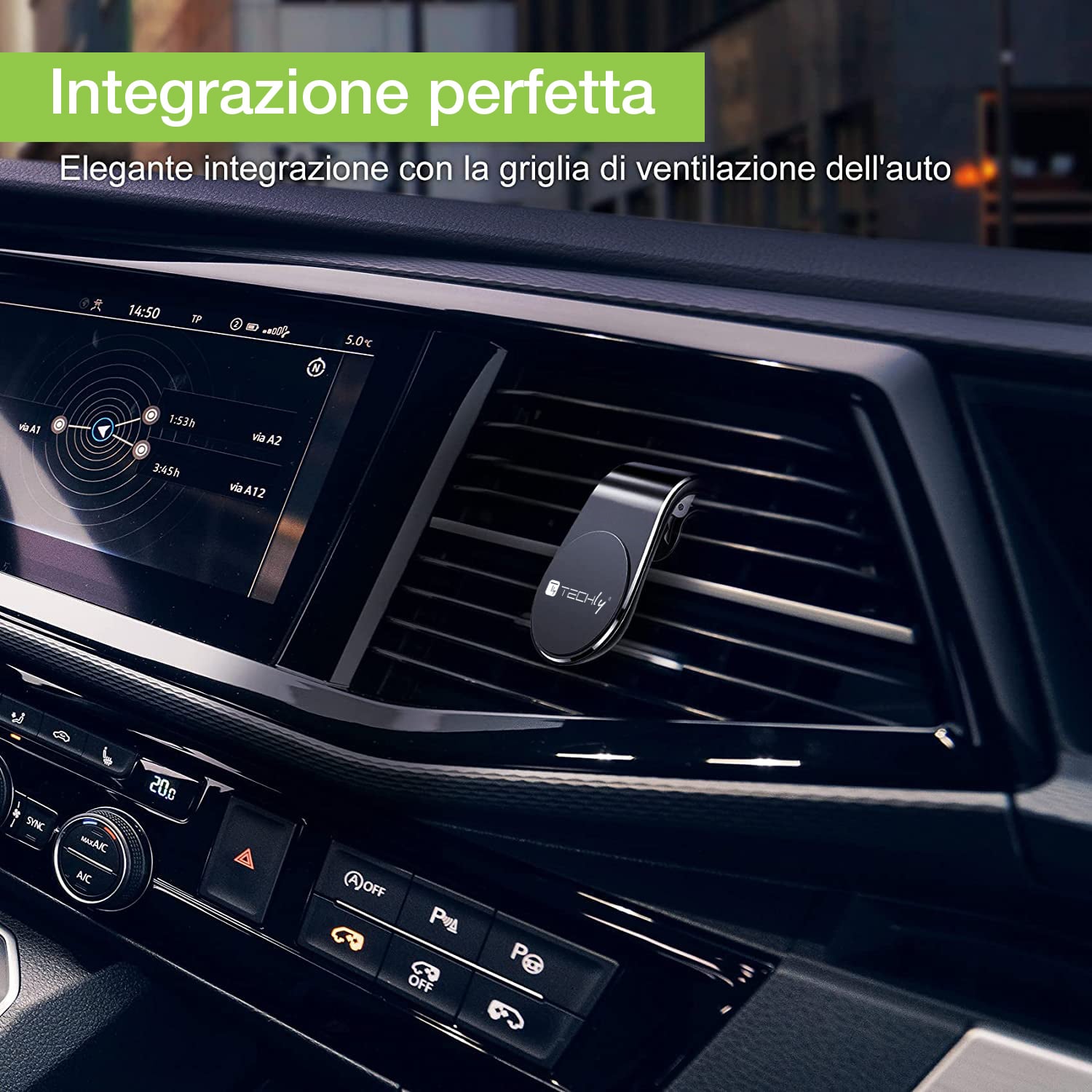 Supporto Magnetico da Auto per Smartphone con Due Placche Metalliche Universali - Techly I-SMART-UNIALTY