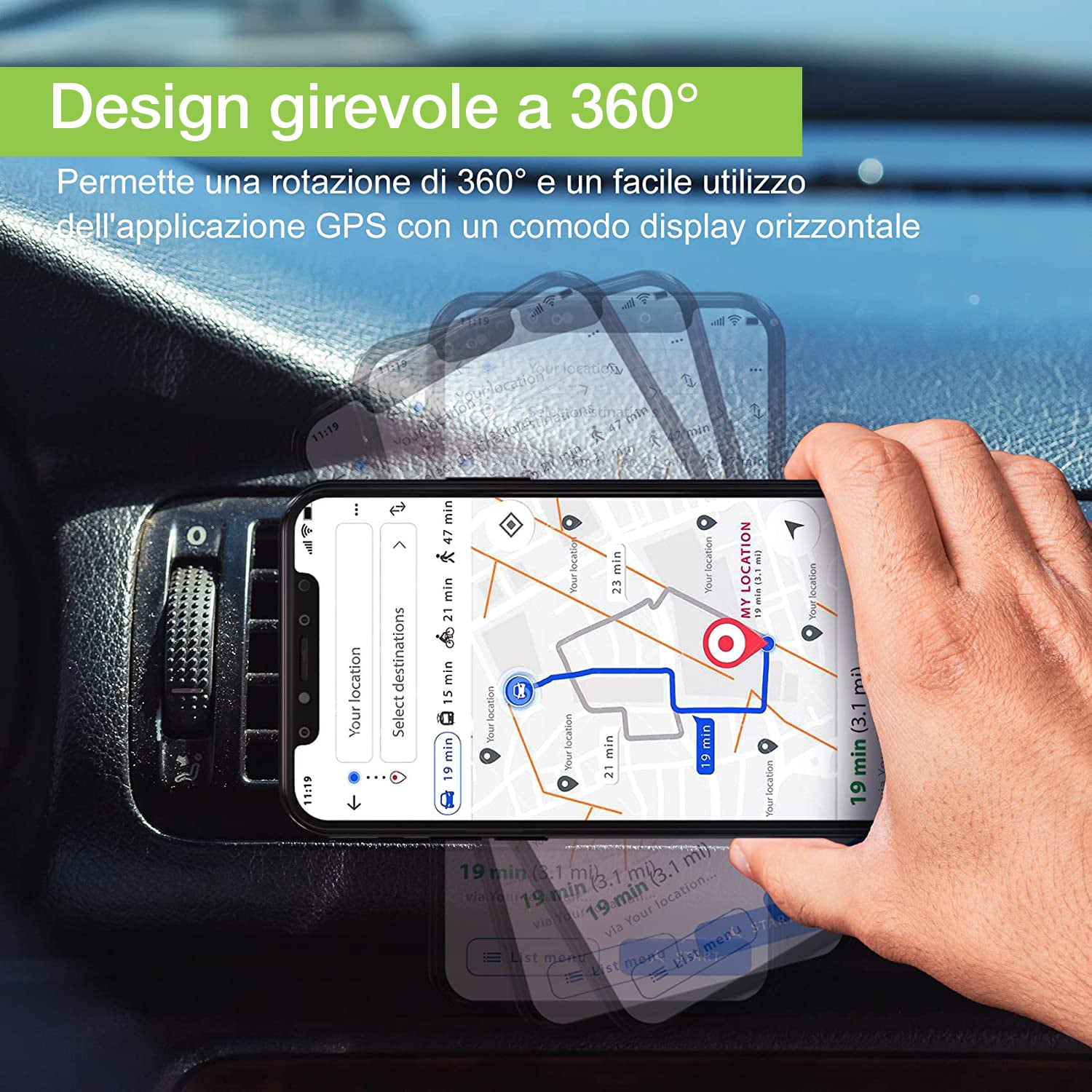 Supporto Magnetico da Auto per Smartphone con Due Placche Metalliche Universali - Techly I-SMART-UNIALTY