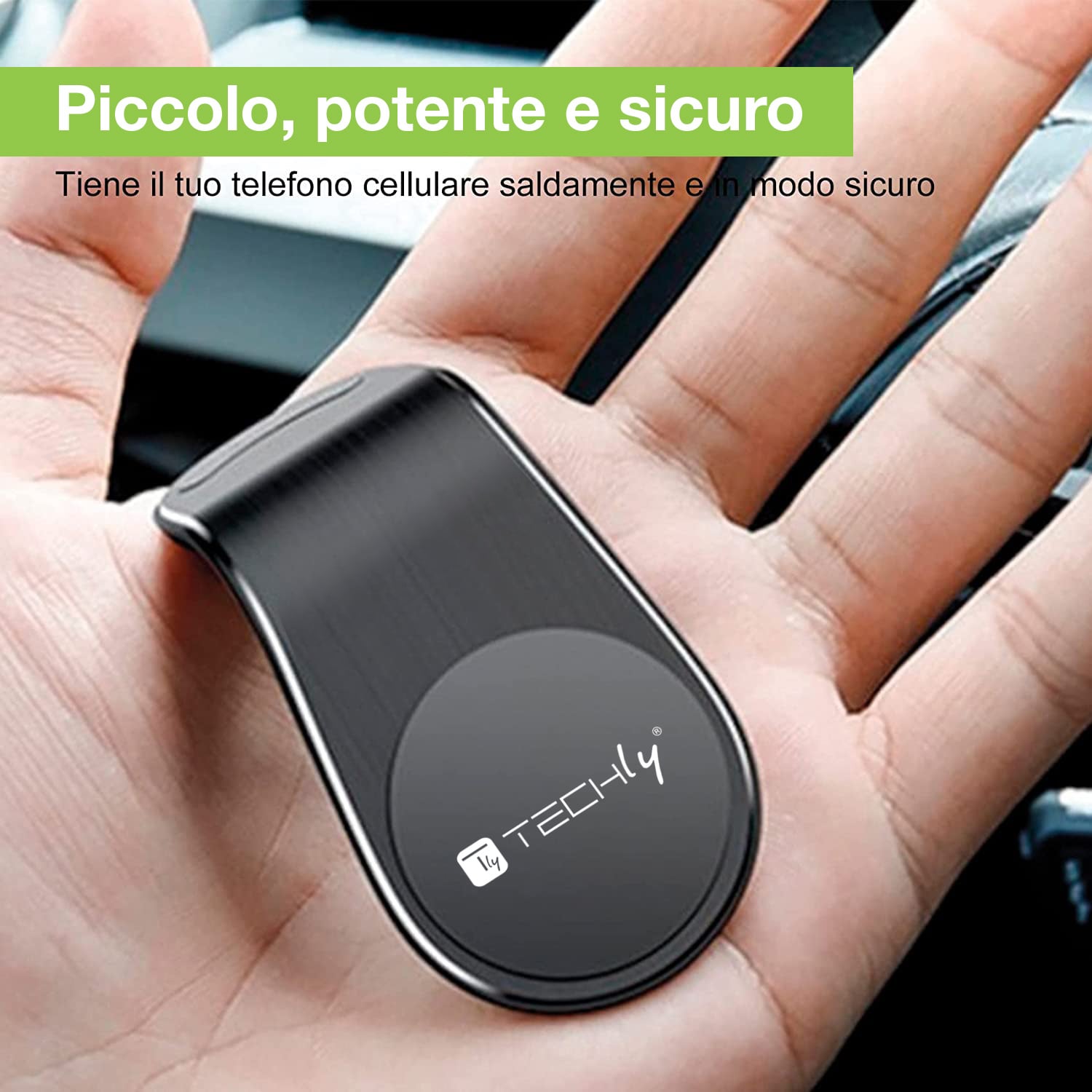 Supporto Magnetico da Auto per Smartphone con Due Placche Metalliche Universali - Techly I-SMART-UNIALTY