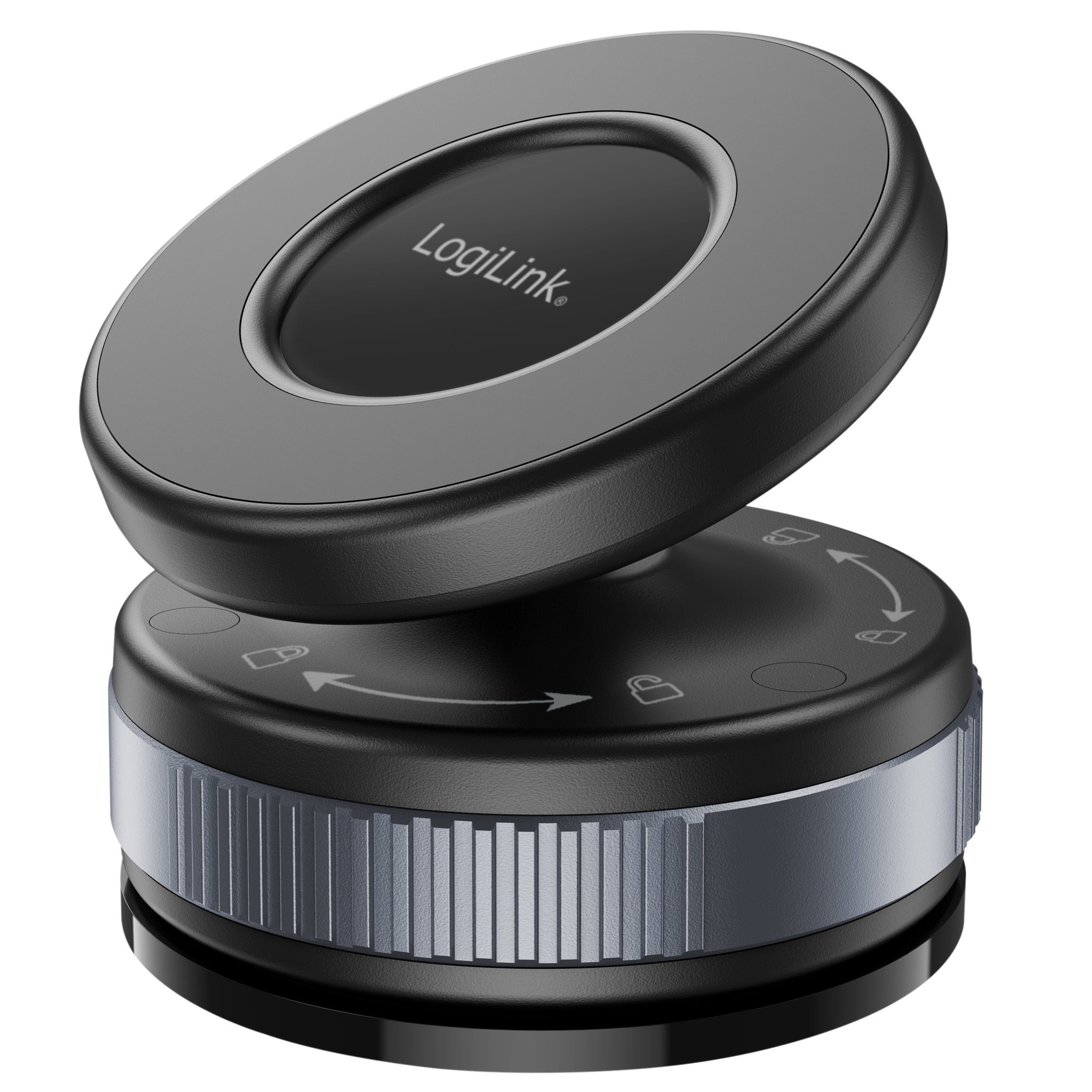 Supporto Magnetico per Smartphone con Chiusura a Rotazione e Ventosa, Nero/Bronzo - Logilink I-SMART-VENT97