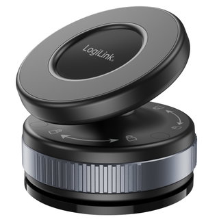 Magnetic Smartphone Mount with Swivel Lock and Suction Cup, Black/Bronze - Logilink I-SMART-VENT97
