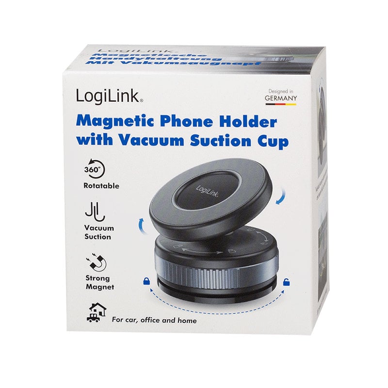 Supporto Magnetico per Smartphone con Chiusura a Rotazione e Ventosa, Nero/Bronzo - Logilink I-SMART-VENT97