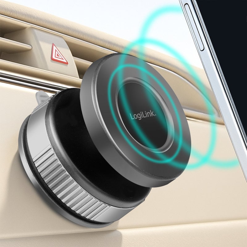 Supporto Magnetico per Smartphone con Chiusura a Rotazione e Ventosa, Nero/Bronzo - Logilink I-SMART-VENT97