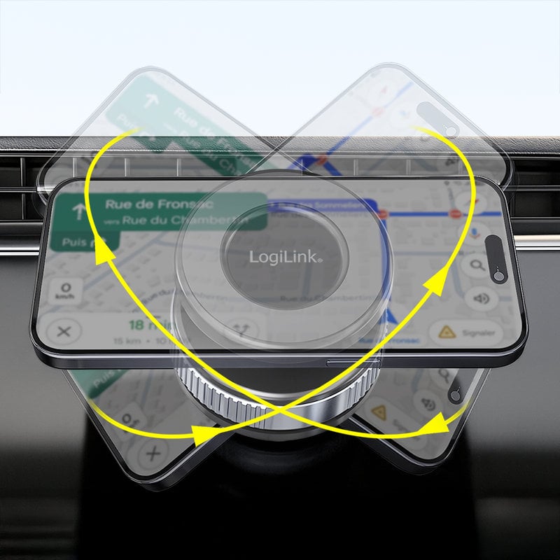Supporto Magnetico per Smartphone con Chiusura a Rotazione e Ventosa, Nero/Bronzo - Logilink I-SMART-VENT97
