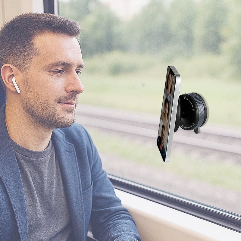 Supporto Magnetico per Smartphone con Chiusura a Rotazione e Ventosa, Nero/Bronzo - Logilink I-SMART-VENT97